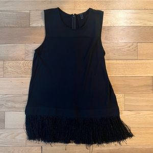 J.Crew Black Tank Blouse with Fringe Hem